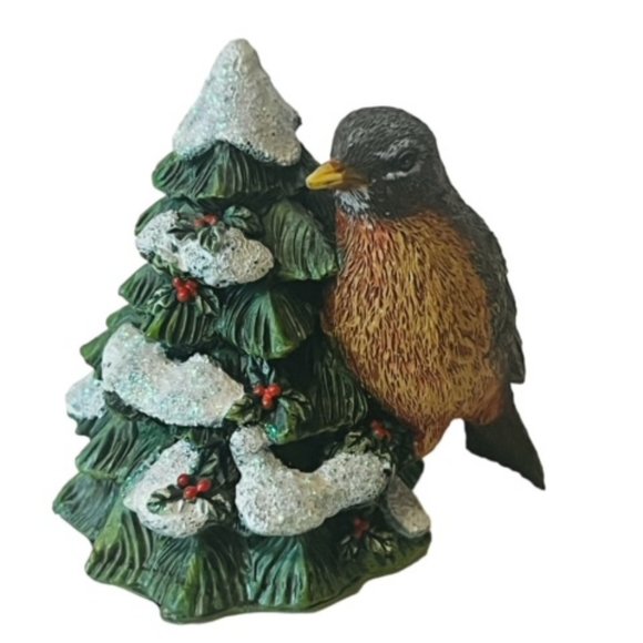 The Bradford Exchange Holiday Tweets Bird Figurine Songbird Tree Robin Christmas - Picture 1 of 4